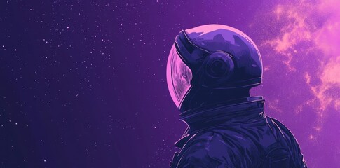 Astronaut Gazing at a Purple Cosmic Landscape