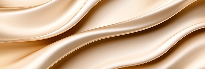 Obraz premium Beige Silk Waves Abstract - Elegant beige silk fabric flows gracefully, symbolizing luxury, smoothness, sophistication, fluidity, and serenity.