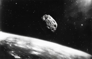 steroid Apophis Near Earth - Detailed View of a Rocky Celestial Object Floating in Outer Space Above Earth's Atmosphere with Cratered Surface and a Stunning Cosmic Background for Astronomy and Science