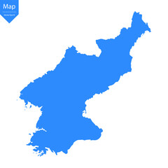 Blue map of North Korea isolated on white background. Vector illustration eps10.	
