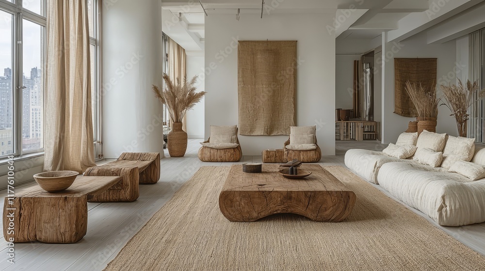 Poster discover a tranquil and uncluttered living environment with a neutral color scheme, enhanced by slee