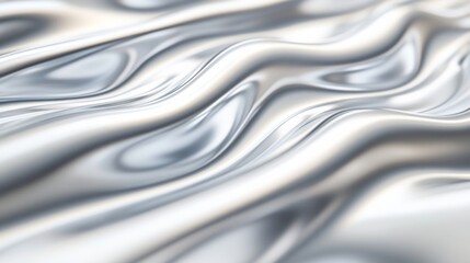 Soft metallic waves ripple across the surface, showcasing a smooth, reflective texture that creates a calming visual aesthetic. The design provides ample copy space for text