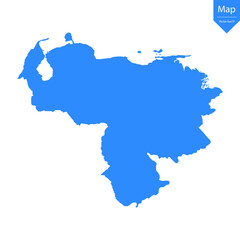 Blue map of Venezuela isolated on white background. Vector illustration eps10.	
