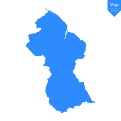 Blue map of Guyana isolated on white background. Vector illustration eps10.	
