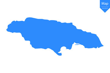 Blue map of Jamaica isolated on white background. Vector illustration eps10.	
