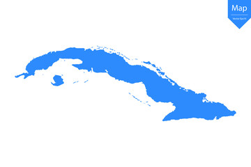 Fototapeta premium Blue map of Cuba isolated on white background. Vector illustration eps10. 