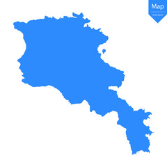 Fototapeta premium Blue map of Armenia isolated on white background. Vector illustration eps10. 