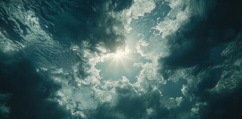 Stock featuring a seamless blend of underwater and above water sea views for travel and nature enthusiasts