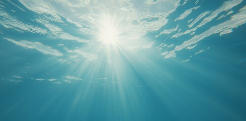 An artistic stock image showing a dual perspective of sea views, both underwater and above water, appealing to travel and nature lovers