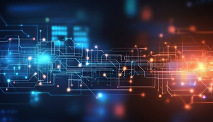 Obraz premium Abstract Technology Background Digital Circuit Board Network Connections Data Flow Innovation
