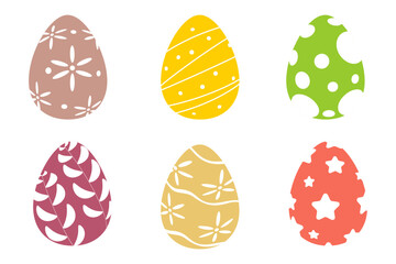 Set of Easter eggs on isolated background.Colored chicken eggs with ornament.