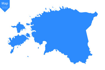 Blue map of Estonia isolated on white background. Vector illustration eps10.	
