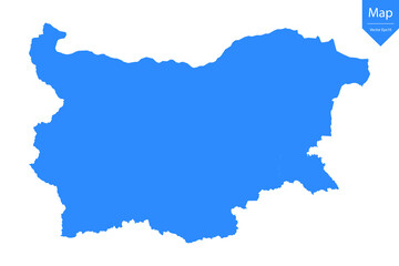Fototapeta premium Blue map of Bulgaria isolated on white background. Vector illustration eps10. 