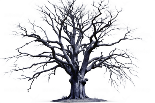 leafless old spooky tree isolated on white background PNG.AI GENERATED