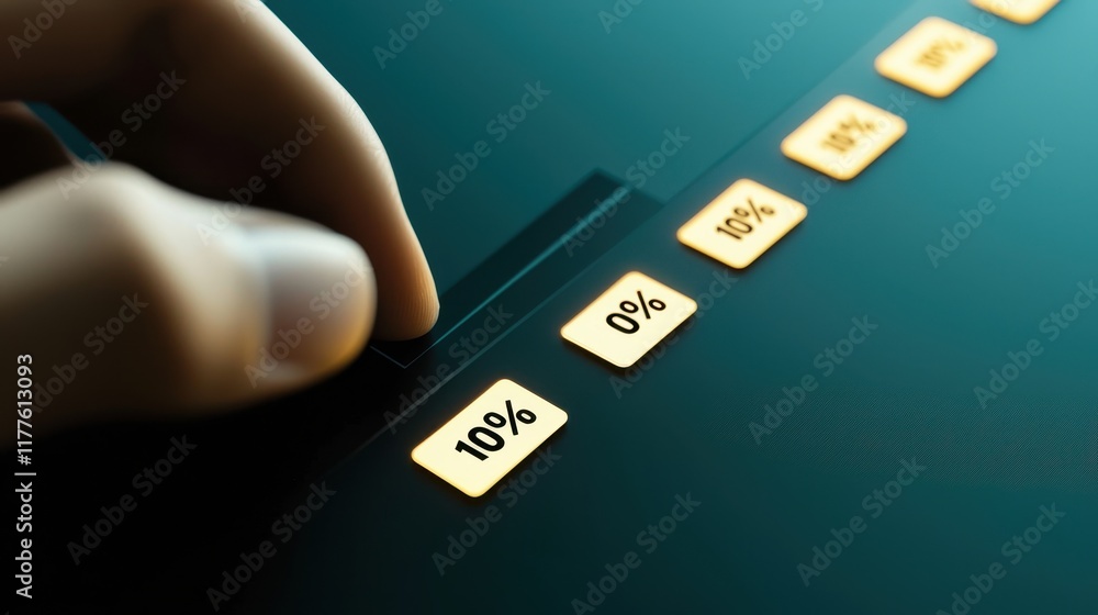 Poster hand adjusting percentage indicator on digital display
