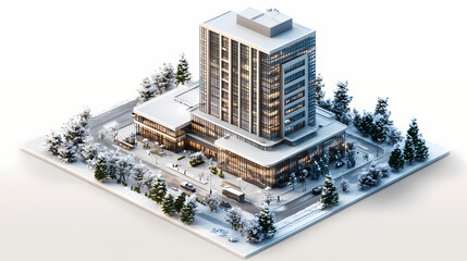 detailed 3d isometric office building