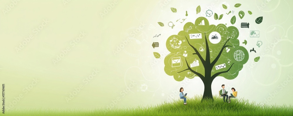 Aufkleber digital tree of analytics insights business environment infographic design growth concepts office se