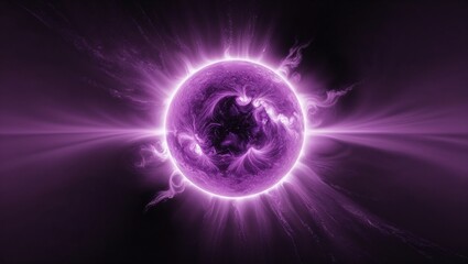 Obraz premium Abstract solar artwork in vibrant purple tones representing cosmic energy and radiation