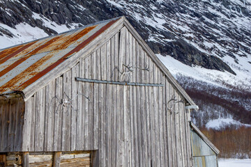 Old building with deer horn.