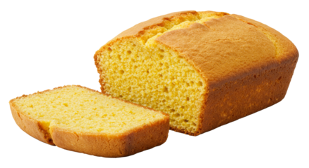 Fresh Baked Cornbread Bread Loaf, Bakery Food, Isolated Transparent PNG, Large Format
