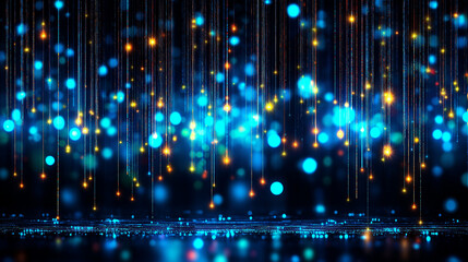 Obraz premium Abstract Blue and Gold Light Streaks: A mesmerizing display of blue and gold light streaks, creating a captivating backdrop for any project. The shimmering.