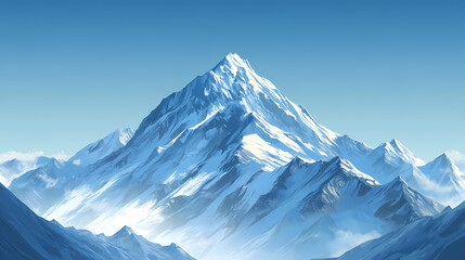 Obraz premium Majestic snowcapped mountain under a clear blue sky. Snowcap. Illustration