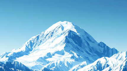 Obraz premium Majestic snowcapped mountain under a clear blue sky. Snowcap. Illustration
