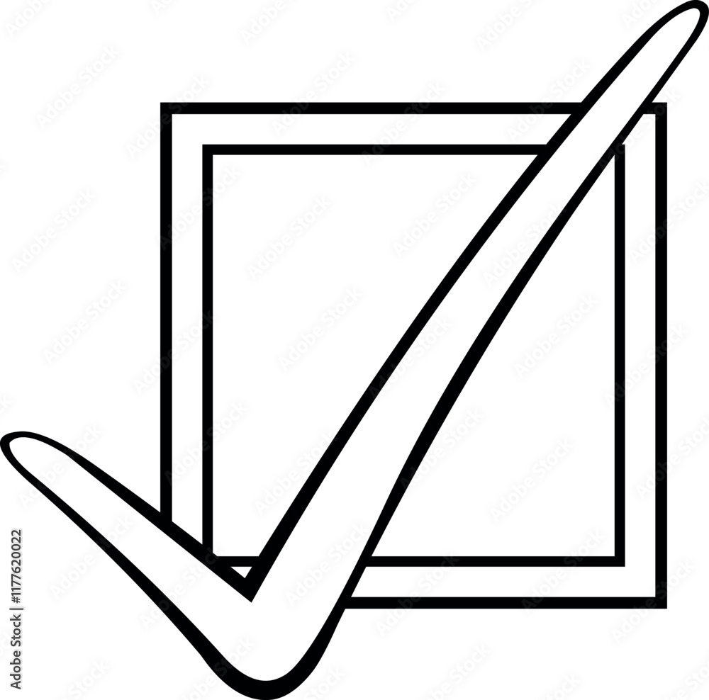Poster vector illustration drawing black and white icon checklist or checkmark select checkbox option