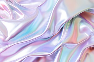 Obraz premium Flowing iridescent silk fabric close-up studio textile texture soft light artistic view