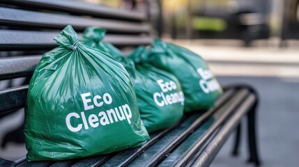 Eco-Friendly Cleanup Bags on City Bench