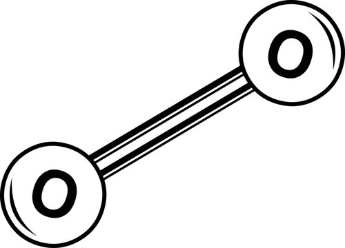 vector illustration drawing black and white symbol O2 oxygen molecule concept