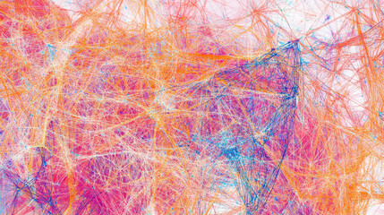 A colorful drawing of a web of lines