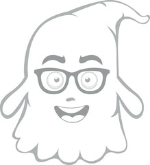 vector illustration character ghost cartoon with nerd glasses