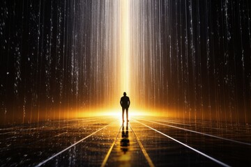 Illuminated solitude abstract art digital realm dramatic lighting central perspective