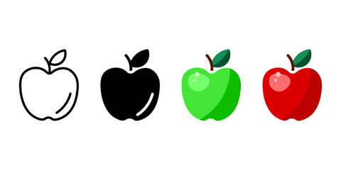 Apple fruit color icon. Red and green apple symbol. Fresh rand ripe fruit sign. Healthy eating pictogram.