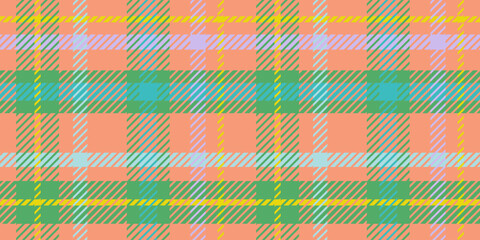 Colorful tartan vector seamless pattern tile. Plaid check repeat textile print for fashion illustration. Bright spring summer background texture