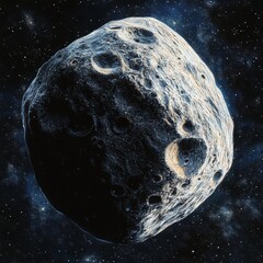 A breathtaking depiction of a rocky asteroid floating near Earth with a stunning Milky Way galaxy in the background. Perfect for science, astronomy, and space exploration themes