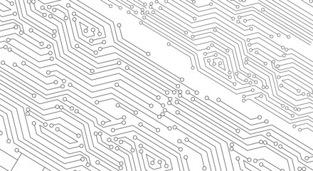 Seamless background vector of electronic circuit technology on white background.