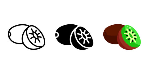 Kiwi green color icon. Half kiwi fruit symbol. Exotic sour fruit illustration. Tropical fruit seed sign. Summer pictogram.