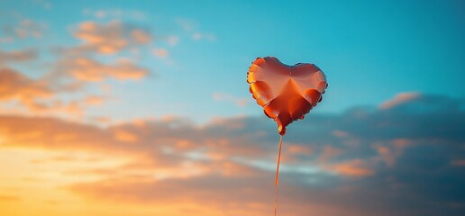 Fototapeta premium Heart balloon sunset sky romance love