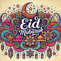 vector Eid Mubarak, Muslim holiday throughout the world