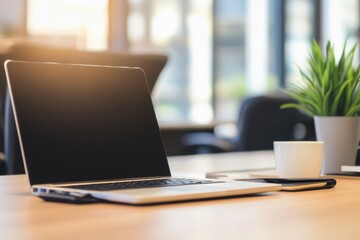 Fototapeta premium laptop on office table
