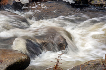 water cascading over rocks in trap falls brook