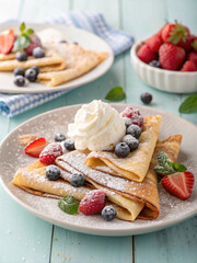 Whipped Cream on Fresh Crepes
