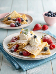 Whipped Cream on Fresh Crepes