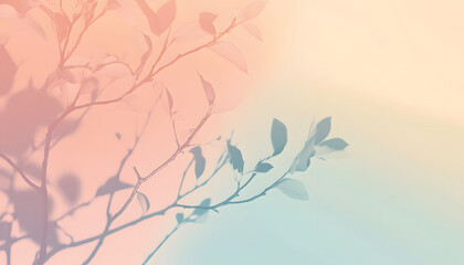 Pastel Branches Leaves Shadow Minimalist Nature