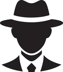 Silhouette of a Man in Suit and Fedora Hat Mysterious Person Illustration