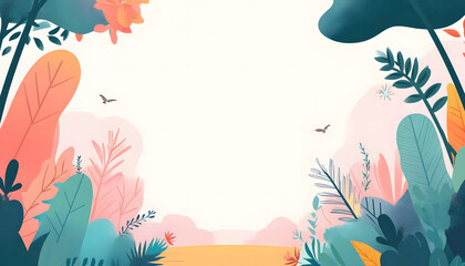 Colorful Floral Landscape With Butterflies