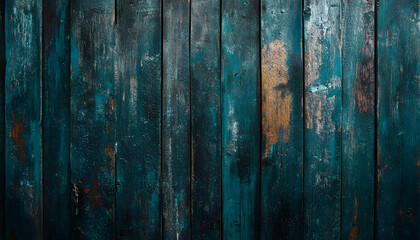 Dark Teal Weathered Wooden Planks Background