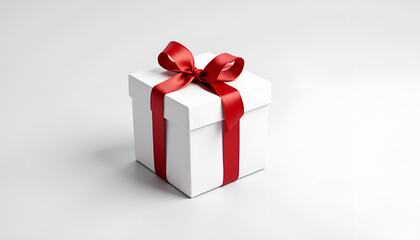 Obraz premium Gift Box with Red Ribbon, Elegant and Festive, Perfect for Holidays and Special Occasions